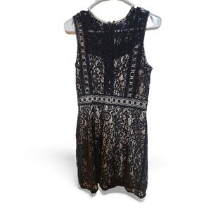 Disney Beauty and the Beast Lace Dress Nude Liner Black Sleeveless Medium